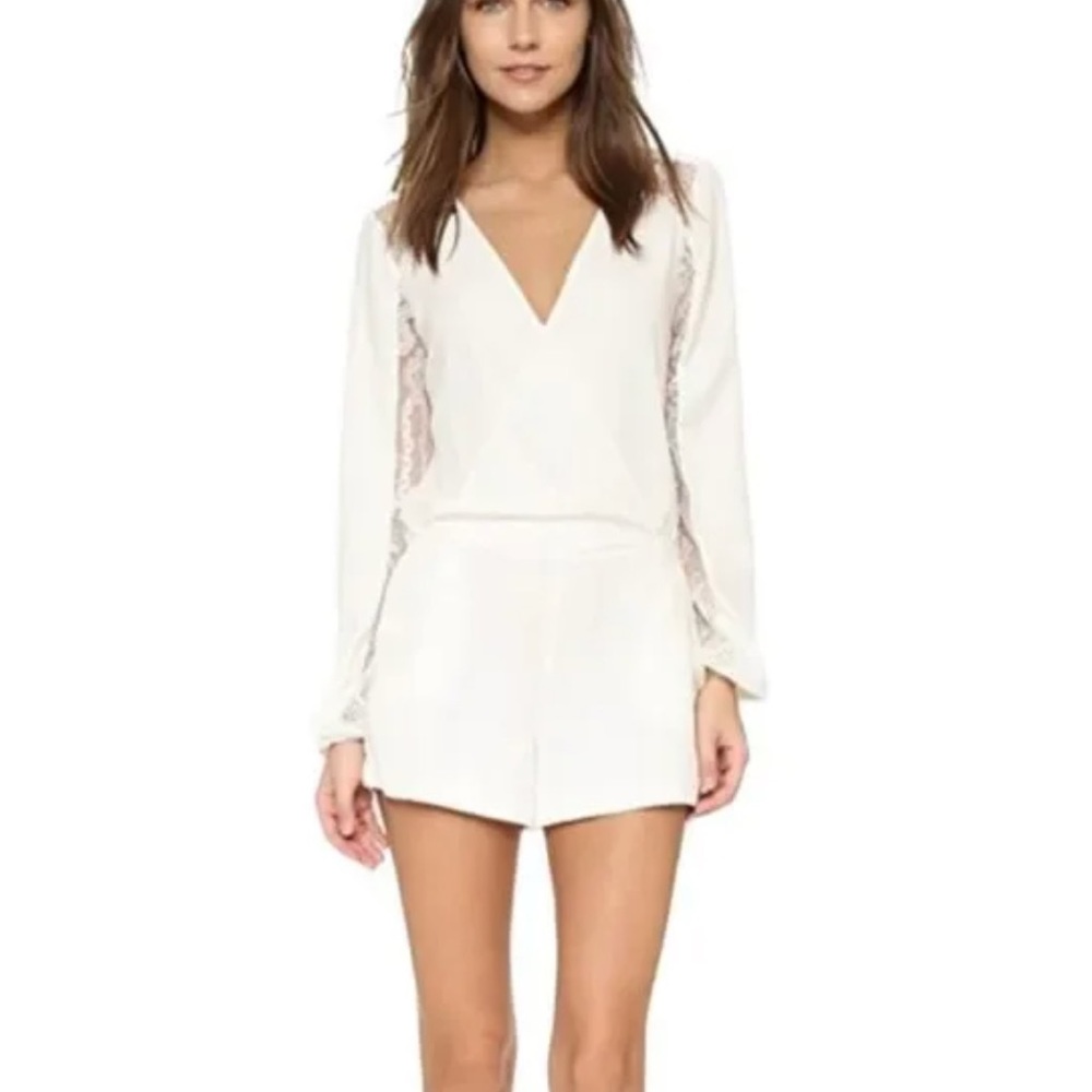Parker White Long Sleeve Romper - Medium